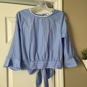 Blue and White Striped Blouse